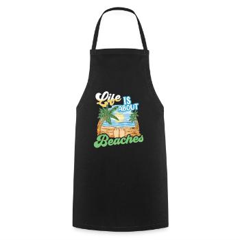 Life consists of beaches beach beach holidays - Cooking Apron - black - Front - AI Model Male 185 dark (185cm)