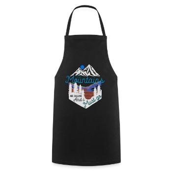 The Mountains Are Calling Hiking Mountains Camping - Cooking Apron - black - Front - AI Model Male 185 dark (185cm)
