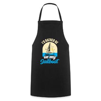 I would rather be sailing on my sailboat - Cooking Apron - black - Front - AI Model Male 185 dark (185cm)