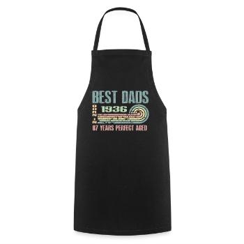 The best fathers were born in 1936, 87 years old, - Cooking Apron - black - Front - AI Model Male 185 dark (185cm)