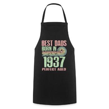 The best fathers were born in 1937, 86 years old, - Cooking Apron - black - Front - AI Model Male 185 dark (185cm)
