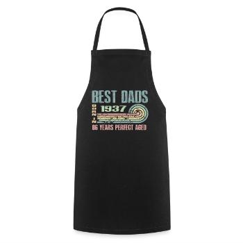 The best fathers were born in 1937, 86 years old, - Cooking Apron - black - Front - AI Model Male 185 dark (185cm)
