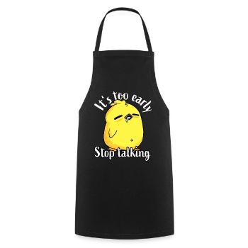Good morning - Very thin ice saying coffee - Cooking Apron - black - Front - AI Model Male 185 dark (185cm)