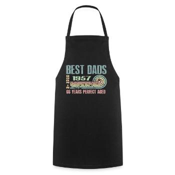 The best fathers were born in 1957, 66 years old, - Cooking Apron - black - Front - AI Model Male 185 dark (185cm)