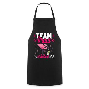 Team Braut JGA Frauen T-Shirt Polterabend Poltern - Kochschürze - Schwarz - Vorne - AI Model Male 185 dark (185cm)