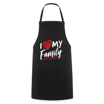 J’aime ma douce équipe de réunion de famille - Tablier de cuisine - noir - Devant - AI Model Male 185 dark (185cm)
