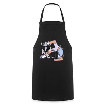 Coffee Pilates Dogs Repeat Funny Pilates - Cooking Apron - black - Front - AI Model Male 185 dark (185cm)