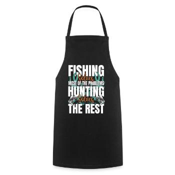 Résoudre la plupart des problèmes de pêche amusante - Tablier de cuisine - noir - Devant - AI Model Male 185 dark (185cm)