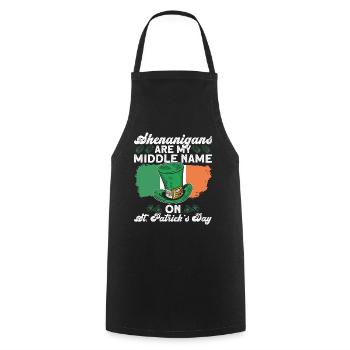 Ireland Irish Leprechaun St Patrick's Day Funny - Cooking Apron - black - Front - AI Model Male 185 dark (185cm)