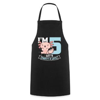 J’ai 5 ans Let’s Party A Lotl - Tablier de cuisine - noir - Devant - AI Model Male 185 dark (185cm)