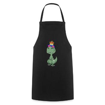 Dino Queen Elizabeth II British Crown T-Rex - Cooking Apron - black - Front - AI Model Male 185 dark (185cm)