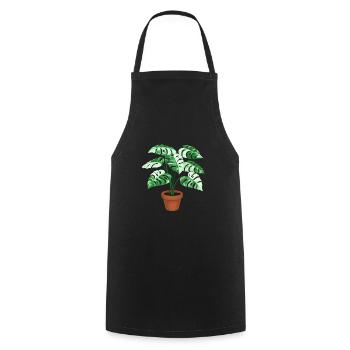 Variegated Monstera - Cooking Apron - black - Front - AI Model Male 185 dark (185cm)
