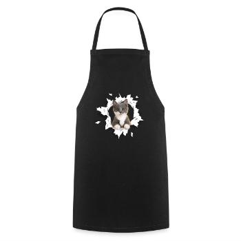 Cute Kitten Ripped Cats Cat Lovers - Cooking Apron - black - Front - AI Model Male 185 dark (185cm)