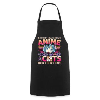 Lustige Videospiele Gamer Anime Katzen Mama - Kochschürze - Schwarz - Vorne - AI Model Male 185 dark (185cm)