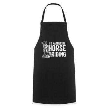I would rather go horseback riding rider horse - Cooking Apron - black - Front - AI Model Male 185 dark (185cm)