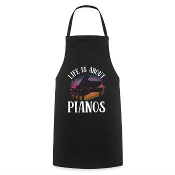 La vie est faite de pianos Joueurs de piano - Tablier de cuisine - noir - Devant - AI Model Male 185 dark (185cm)