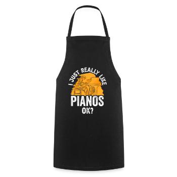 I just like pianos very much player piano - Cooking Apron - black - Front - AI Model Male 185 dark (185cm)