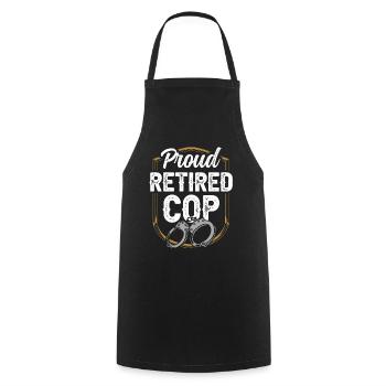 Proud retired policeman Police pension - Cooking Apron - black - Front - AI Model Male 185 dark (185cm)