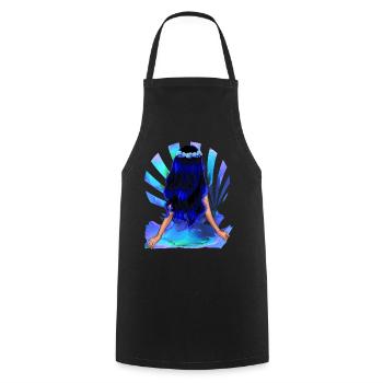Fleur Enfant Noir Bleu Cheveux Rose Fille - Tablier de cuisine - noir - Devant - AI Model Male 185 dark (185cm)