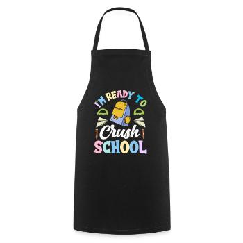 I am ready for the school day Teacher School - Cooking Apron - black - Front - AI Model Male 185 dark (185cm)