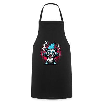 Cute Punk Panda Bear Cartoon PopArt with Flash - Cooking Apron - black - Front - AI Model Male 185 dark (185cm)