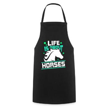 La vie se compose de chevaux d’équitation - Tablier de cuisine - noir - Devant - AI Model Male 185 dark (185cm)