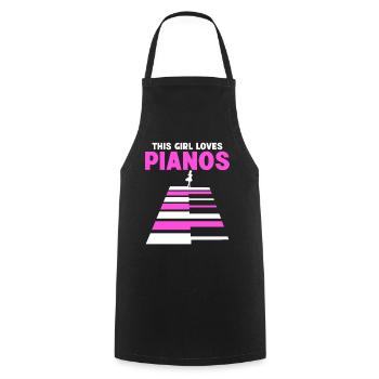 Cette fille aime le piano - Tablier de cuisine - noir - Devant - AI Model Male 185 dark (185cm)