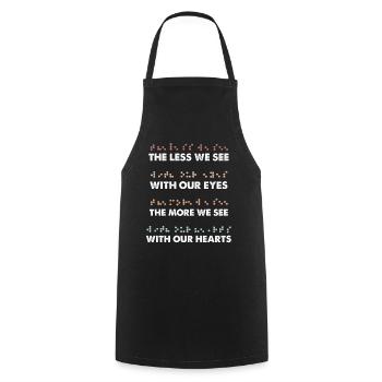 Less See Eyes More Heart Braille Alphabet Vintage - Cooking Apron - black - Front - AI Model Male 185 dark (185cm)