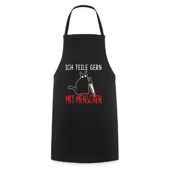 Ich Teile Gerne MitMenschen Schwarze Katze Messer - Kochschürze - Schwarz - Vorne - AI Model Male 185 dark (185cm)