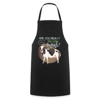 Vegan, Vegetarier lustiger Spruch mit Kuh - Kochschürze - Schwarz - Vorne - AI Model Male 185 dark (185cm)