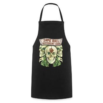 Skull, skull, funny saying, middle finger - Cooking Apron - black - Front - AI Model Male 185 dark (185cm)