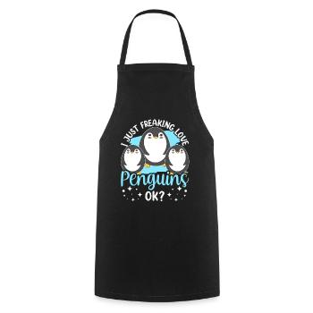I love penguins just ok animal penguin cute - Cooking Apron - black - Front - AI Model Male 185 dark (185cm)