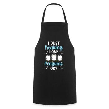 I love penguins just ok penguin animal cute - Cooking Apron - black - Front - AI Model Male 185 dark (185cm)