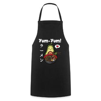 Yum Yum Japan Anime Ramen Noodle Fruit Avocado - Cooking Apron - black - Front - AI Model Male 185 dark (185cm)