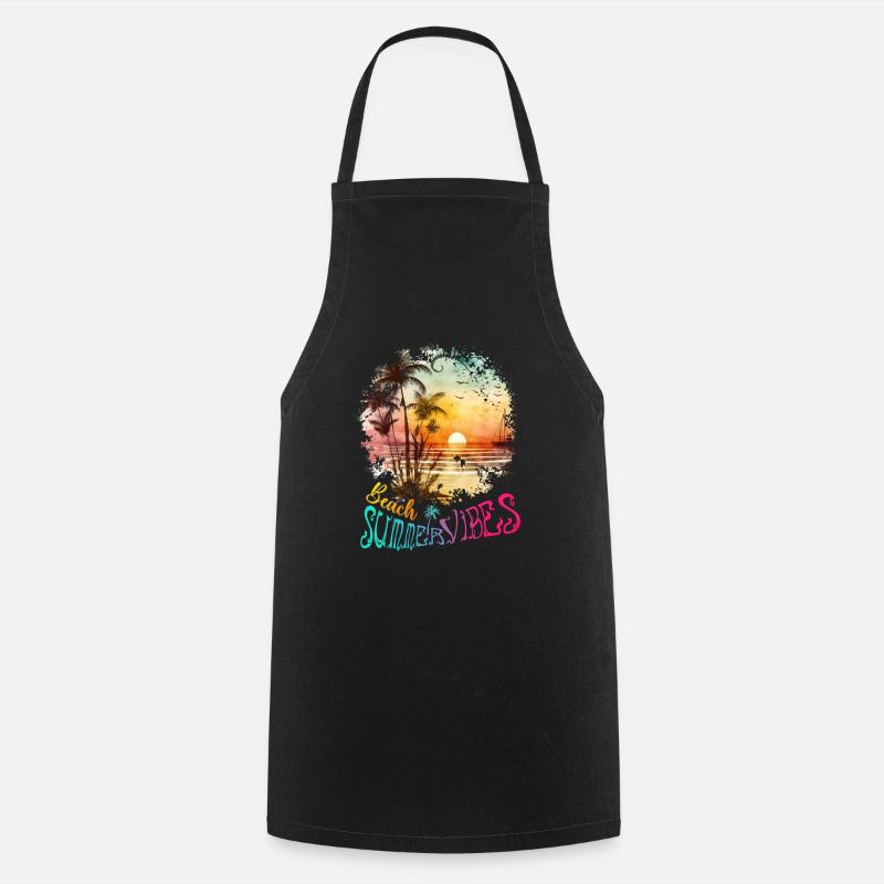 Beach Summer Vibes Surfer Geschenk - Kochschürze - Schwarz