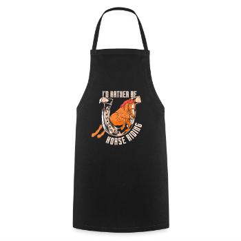 I would rather go horseback riding horse rider - Cooking Apron - black - Front - AI Model Male 185 dark (185cm)