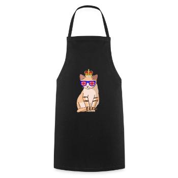 Cute Cat Queen Elizabeth II British Crown - Cooking Apron - black - Front - AI Model Male 185 dark (185cm)