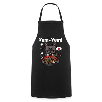 Japon Anime Bulldog Ramen Nouilles Chien Kawaii - Tablier de cuisine - noir - Devant - AI Model Male 185 dark (185cm)