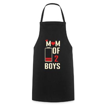Funny Mom Quotes Mom Of Two Boy Happy Mother's Day - Cooking Apron - black - Front - AI Model Male 185 dark (185cm)