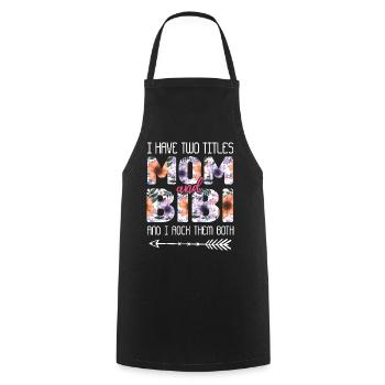 Two Titles Mom Rock Them Both Floral Mother's Day - Cooking Apron - black - Front - AI Model Male 185 dark (185cm)
