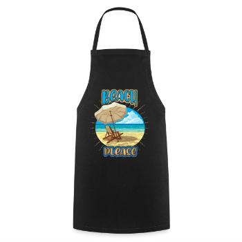 Urlaub am Meer, Ferien, Spruch Beach-Please - Kochschürze - Schwarz - Vorne - AI Model Male 185 dark (185cm)