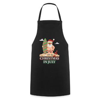 Weihnachten im Juli Noël en juillet Père Noël Humour - Tablier de cuisine - noir - Devant - AI Model Male 185 dark (185cm)