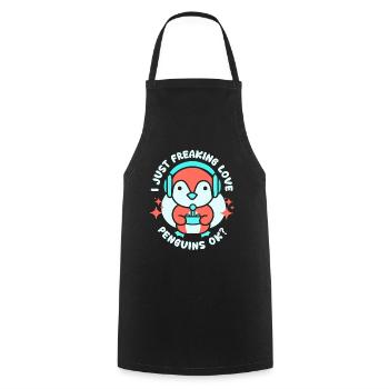 I love penguins just ok penguin animal cute - Cooking Apron - black - Front - AI Model Male 185 dark (185cm)