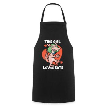 This girl loves rat rat animal cute - Cooking Apron - black - Front - AI Model Male 185 dark (185cm)