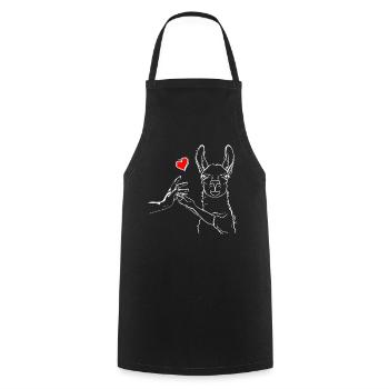Lama Liebe High Five - Kochschürze - Schwarz - Vorne - AI Model Male 185 dark (185cm)