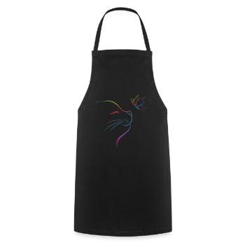 Cat Line Art With Butterfly Cat - Cooking Apron - black - Front - AI Model Male 185 dark (185cm)