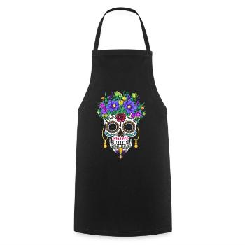 El Dia De Los Muertos Mardi Gras Costume Flower - Cooking Apron - black - Front - AI Model Male 185 dark (185cm)