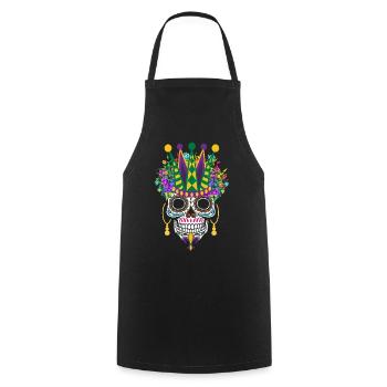 Dia De Los Muertos Mardi Gras Costume Flower Sugar - Cooking Apron - black - Front - AI Model Male 185 dark (185cm)