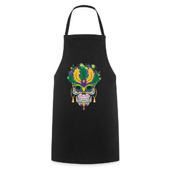 Dia De Los Muertos Mardi Gras Costume Flower Sugar - Cooking Apron - black - Front - AI Model Male 185 dark (185cm)