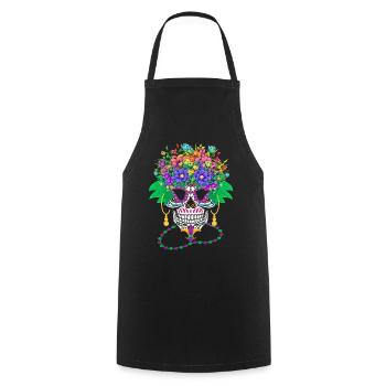 Mardi Gras Costume Fleur Sucre El Dia De Los - Tablier de cuisine - noir - Devant - AI Model Male 185 dark (185cm)